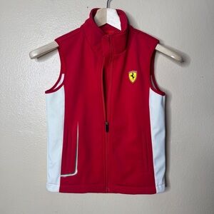 Ferrari Vest Kids 9/10 Red Logo Apparel Full Zip Pockets